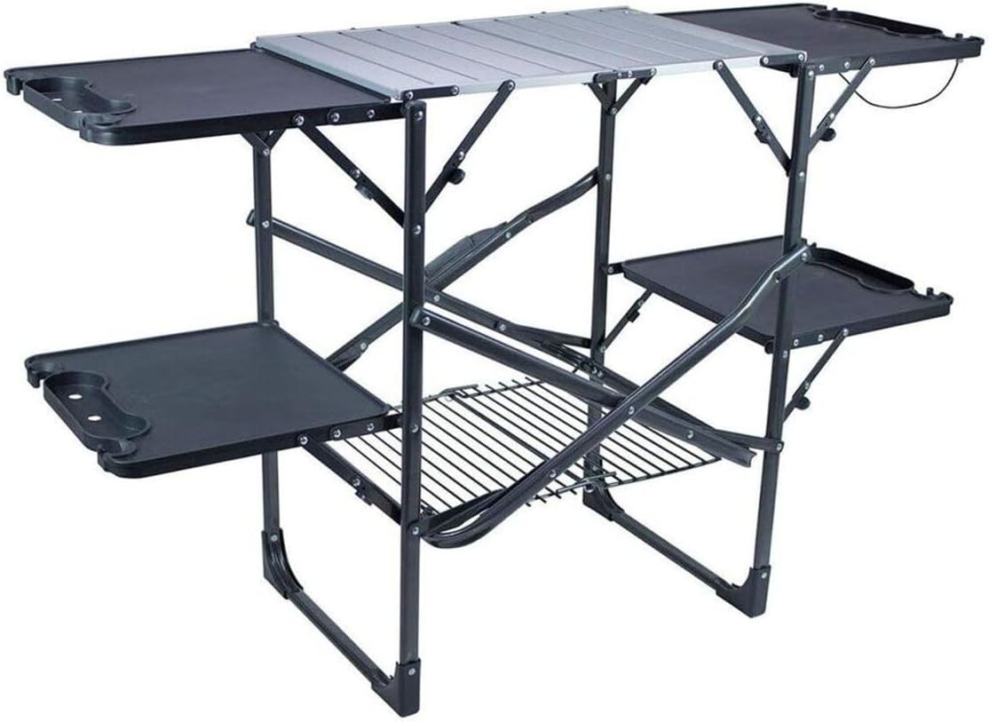 Camping Cooking Table With Storage - Tavolo da campeggio pieghevole e portatile