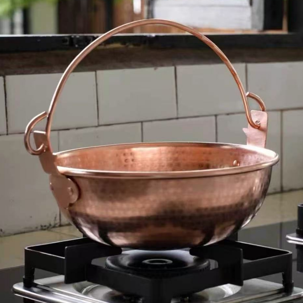 Camping Hanging Cooking Pot - Pentola sospesa in rame vintage, pentola