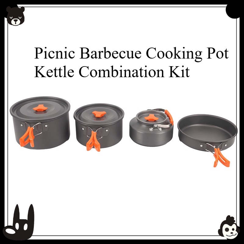 Camping Cooking Set With Kettle - Set di Pentole Portatili per Campeggio