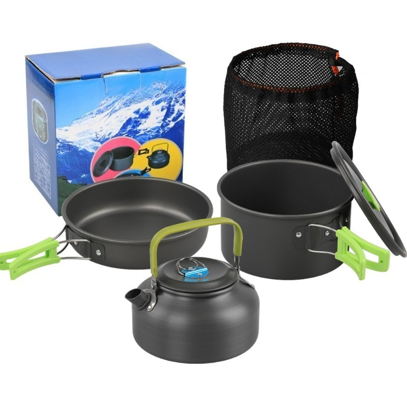 Camping Cooking Set With Kettle - Set di Pentole da Campeggio DS-308,