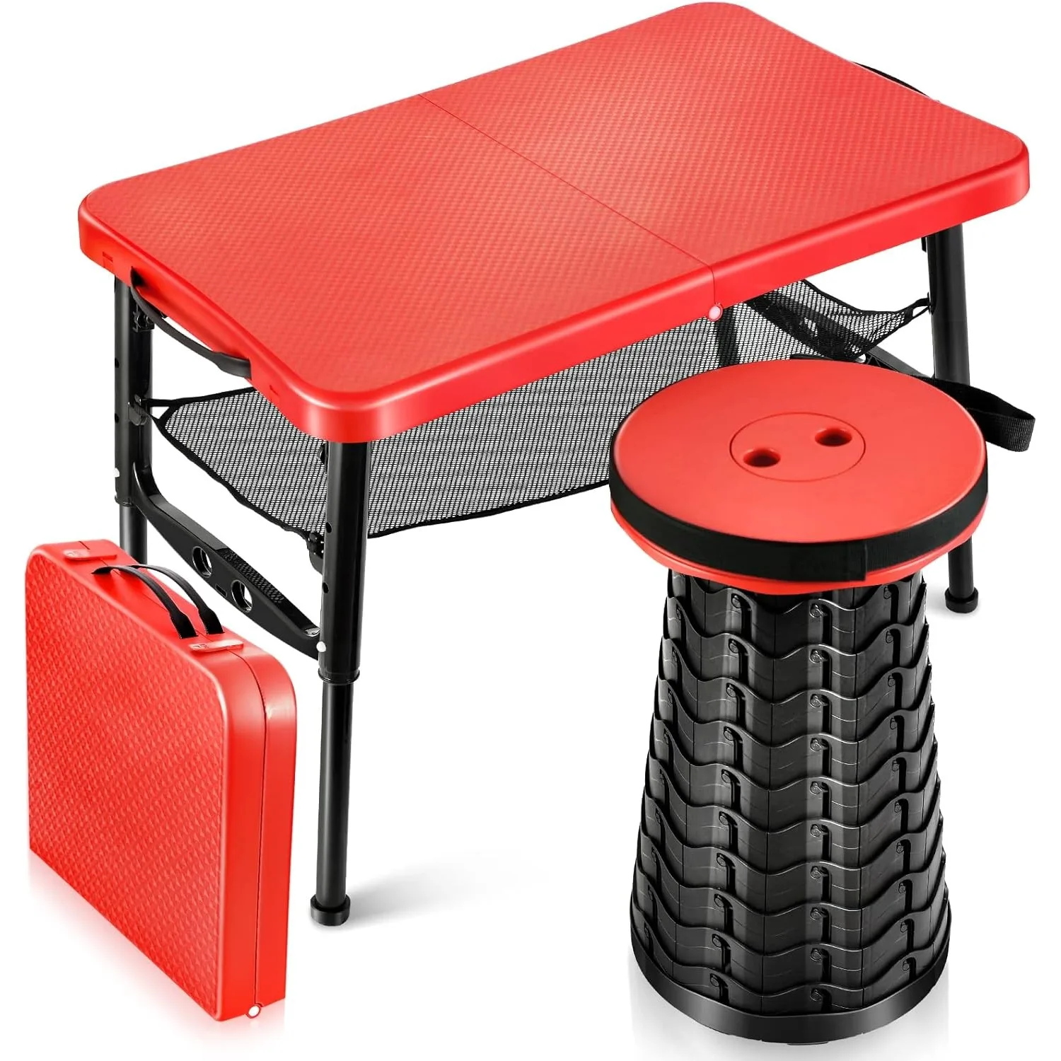 Camping Cooking Table Foldable - Set tavolo pieghevole e sgabello a