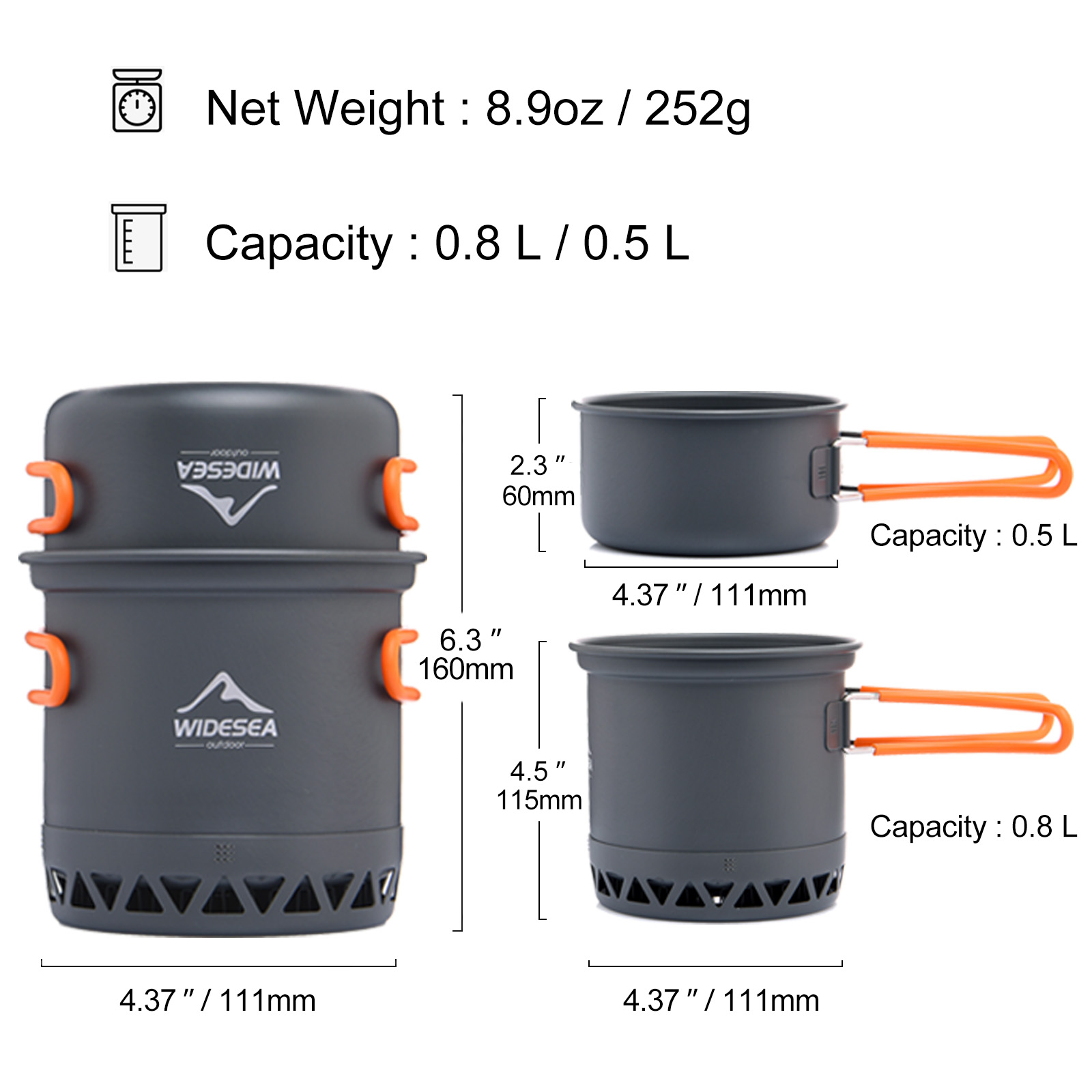 Widesea Camping 1.3L 2.3L Pent - Quechua Camping Cooking Set recensione e prezzo