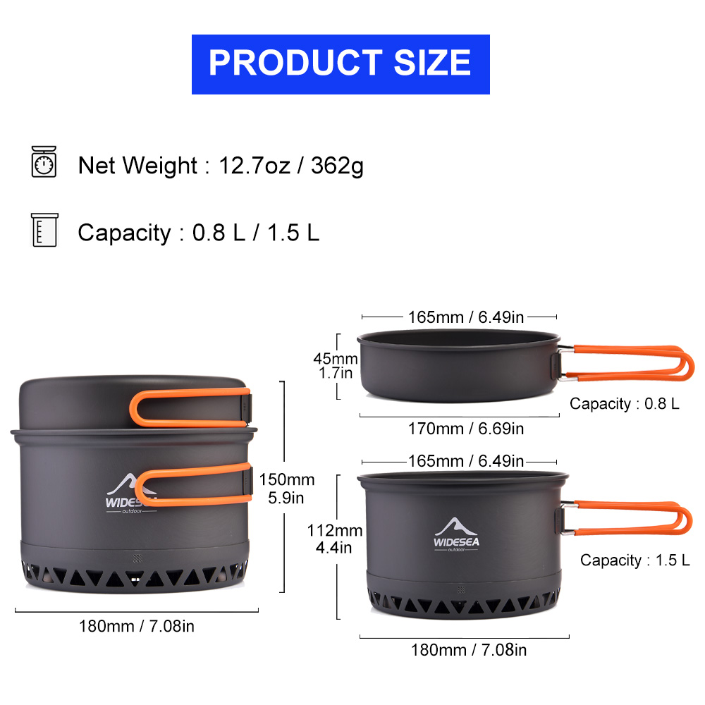 Widesea Camping 1.3L 2.3L Pent - Quechua Camping Cooking Set recensione e prezzo