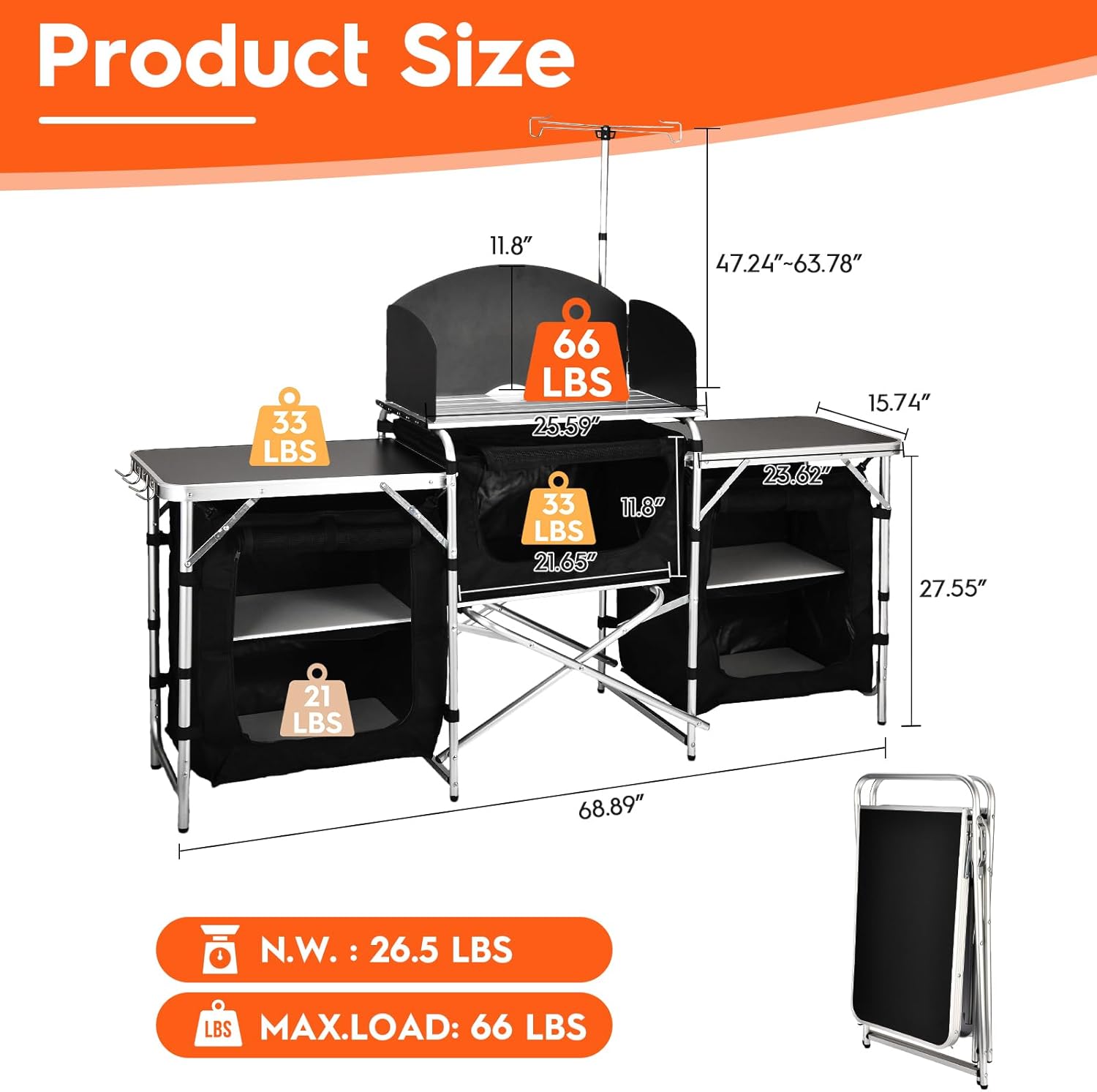 Tavolo da Campeggio Pieghevole - Camping Cooking Table With Storage recensione e prezzo