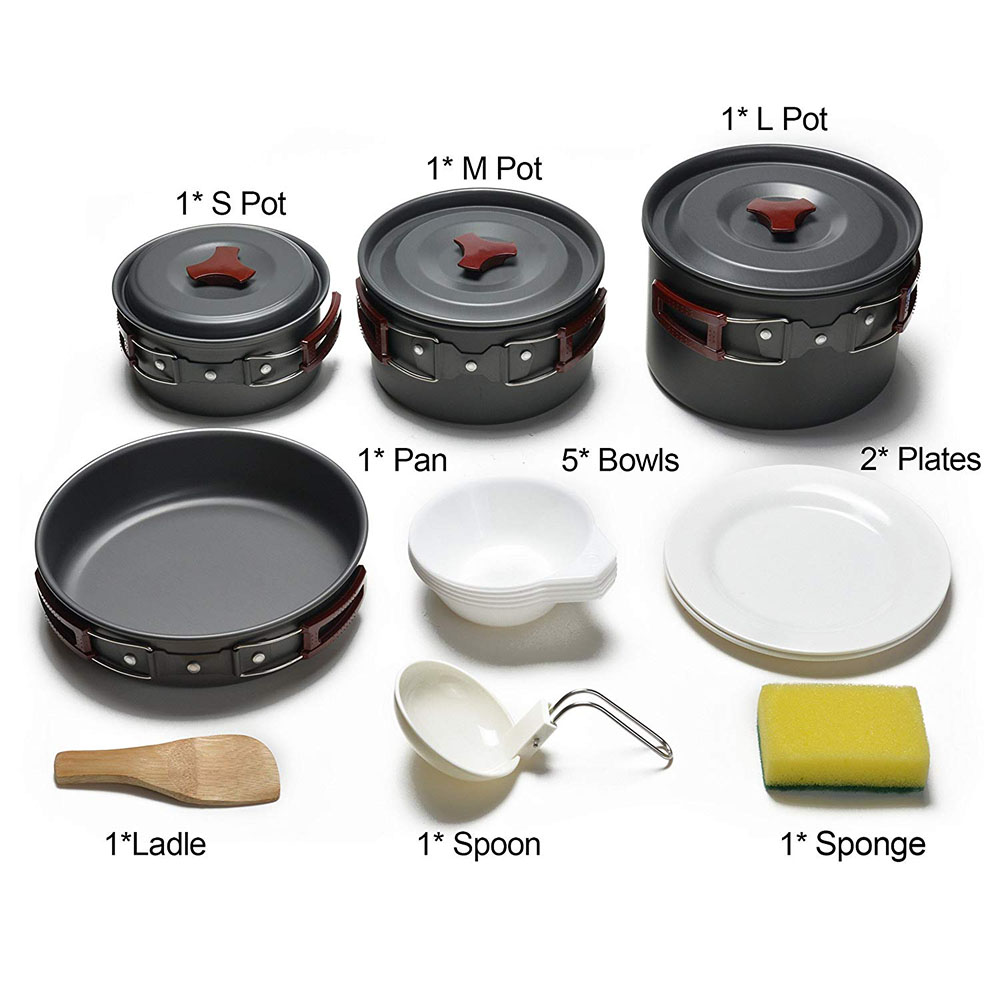 Kit di pentole da campeggio al - Camping Cooking Accessories Set recensione e prezzo
